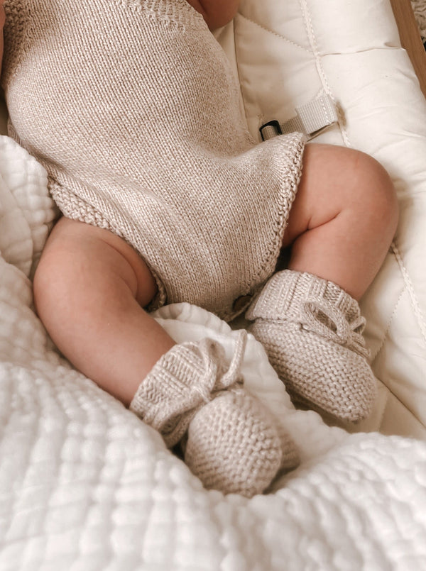 luna-luca-organic-booties-heather-beige Luna and Luca Newborn Baby Clothes